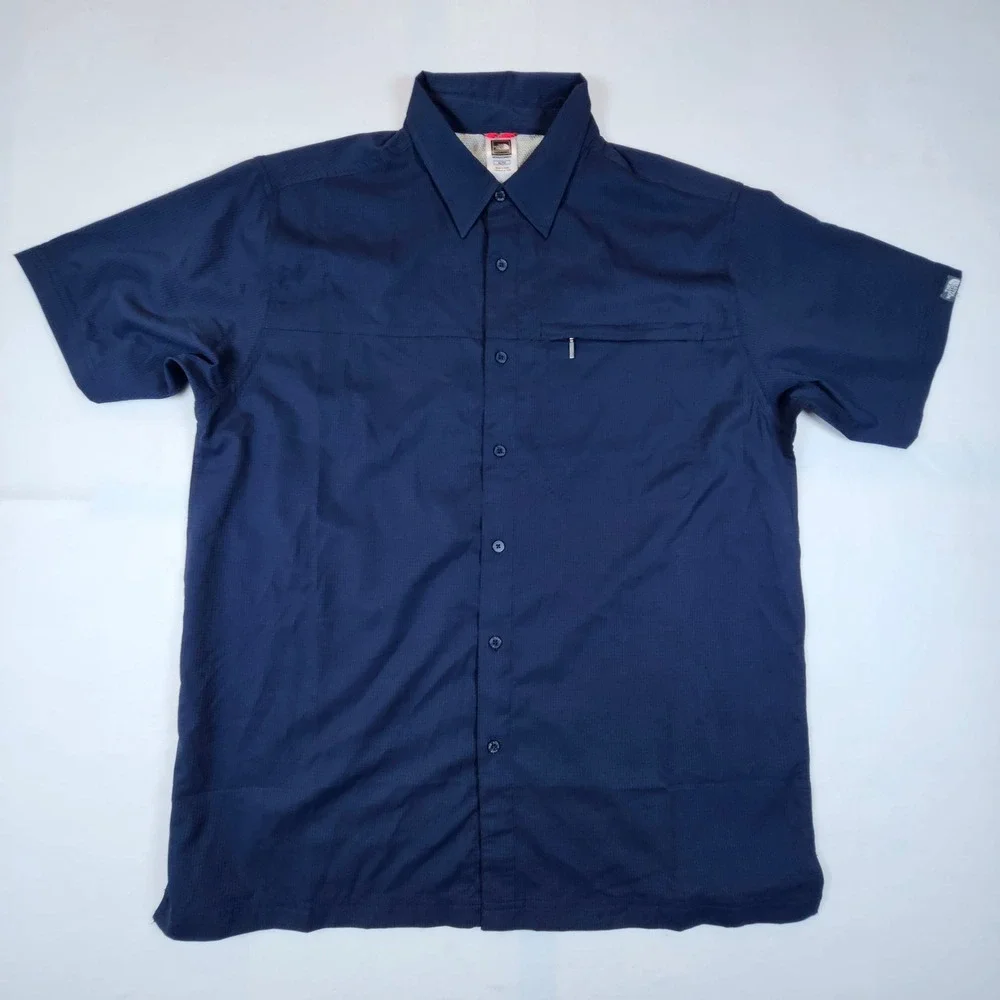 Lot of 2 The North Face Mens XL Hiking Shirts Short Sleeve Ripstop Blue Grey